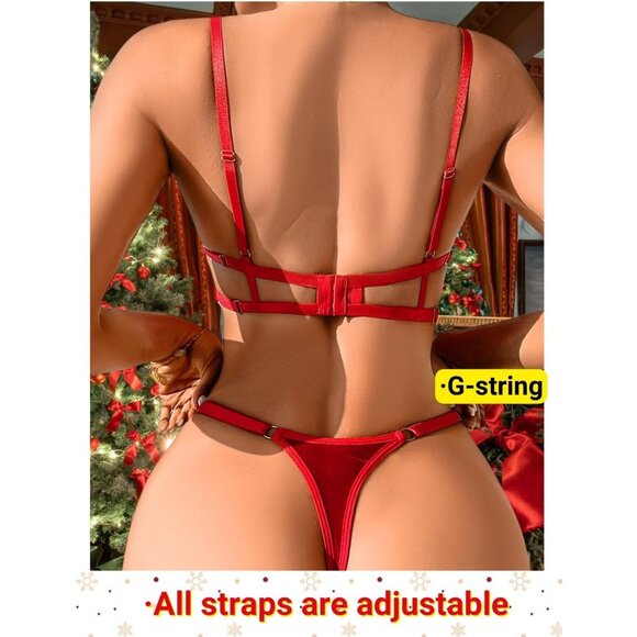 Velvet Matching Bra And Panty Sets For Women Sexy Present - Picture 3 of 7